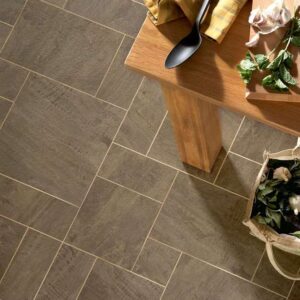 Brown Tile flooring in Kitchen Quarried Millstone 4532 Polyflor Luxury Vinyl Tiles