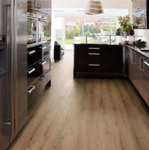 Natural Oak brown plank in kitchen