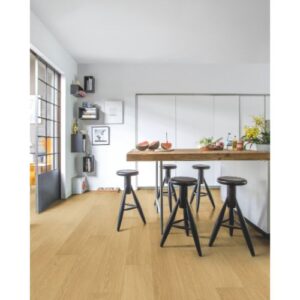 Kitchen shot of natural varnished oak flooring