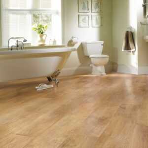Spring oak flooring in bathroom
