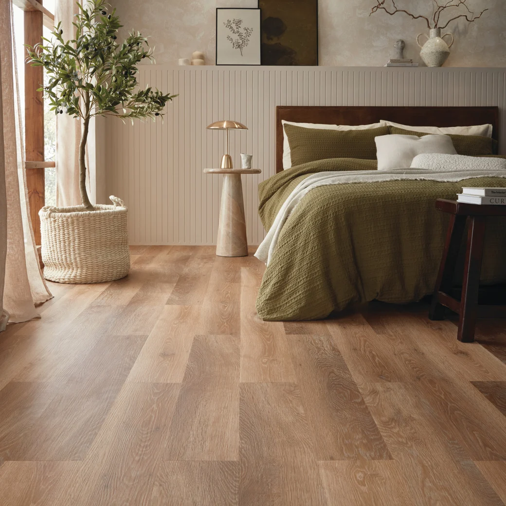 Karndean Pale limed oak flooring in a bedroom