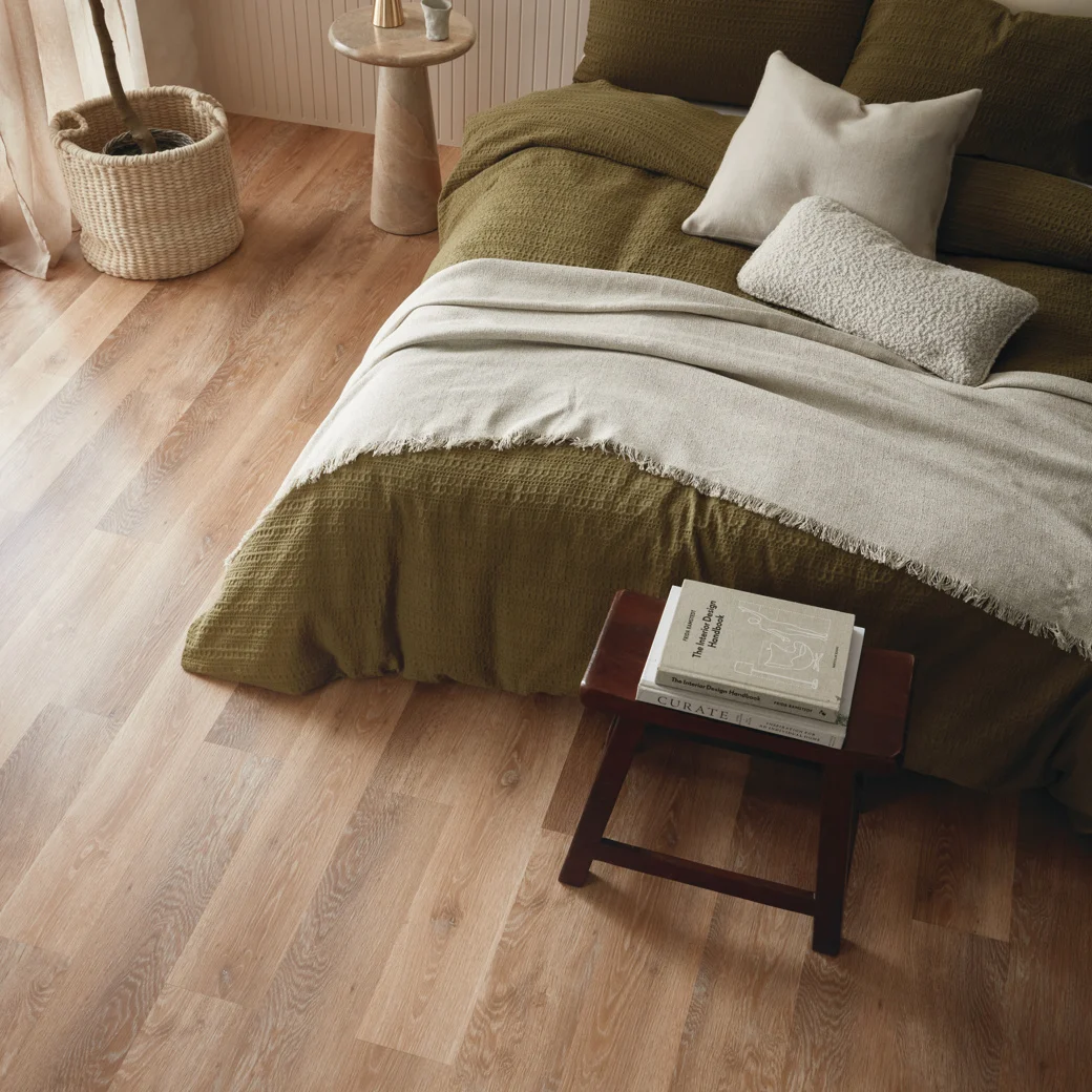 Karndean Pale limed Oak flooring in a bedroom