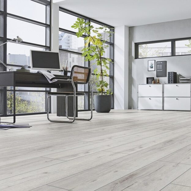 Office view with Rip Oak White D3181 | Laminate Flooring