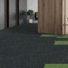 Empty office walkway with carpet tiles