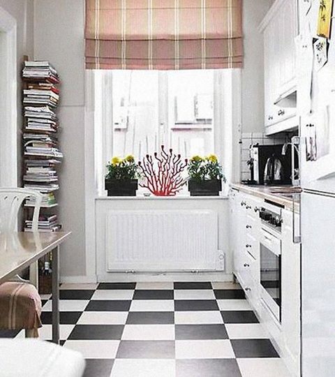 Dining-room-Kitchen-with-black-and-white-vinyl-flooring