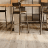 Tall chairs on wooden flooring