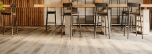 Tall chairs on wooden flooring