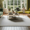 Green living room with dark wooden flooring