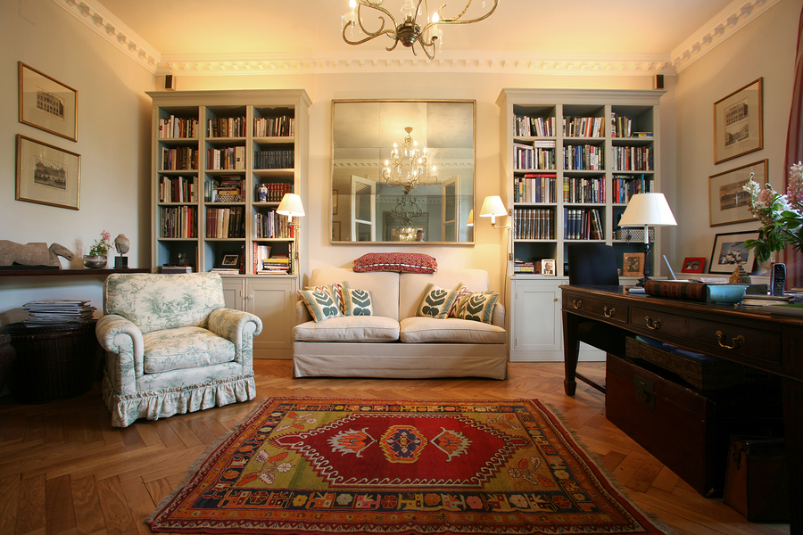 Luxury and classic style living room with bookshelf