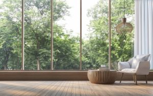 Modern living room in summer.