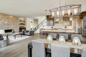 Gorgeous open kitchen with pale oak engineered floor