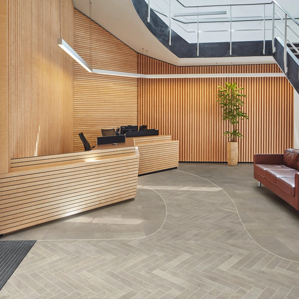 Shot of an office lobby with Argento flooring by Karndean