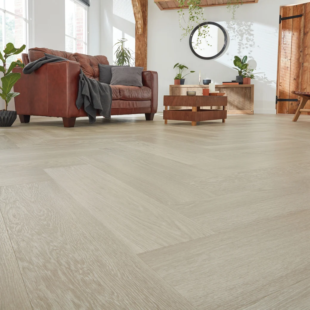 Living room with Karndean Grey Brushed Oak Flooring