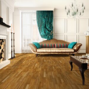 3-Strip Golden Oak Lacquered Click | Best at Flooring
