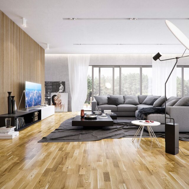 3-Strip Natural Oak Lacquered Click | Best at Flooring
