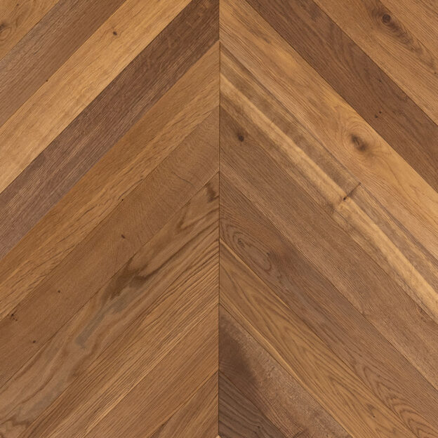 Overhead view of CV106 Thermo Oak | V4 Wood Flooring Tundra Chevron flooring