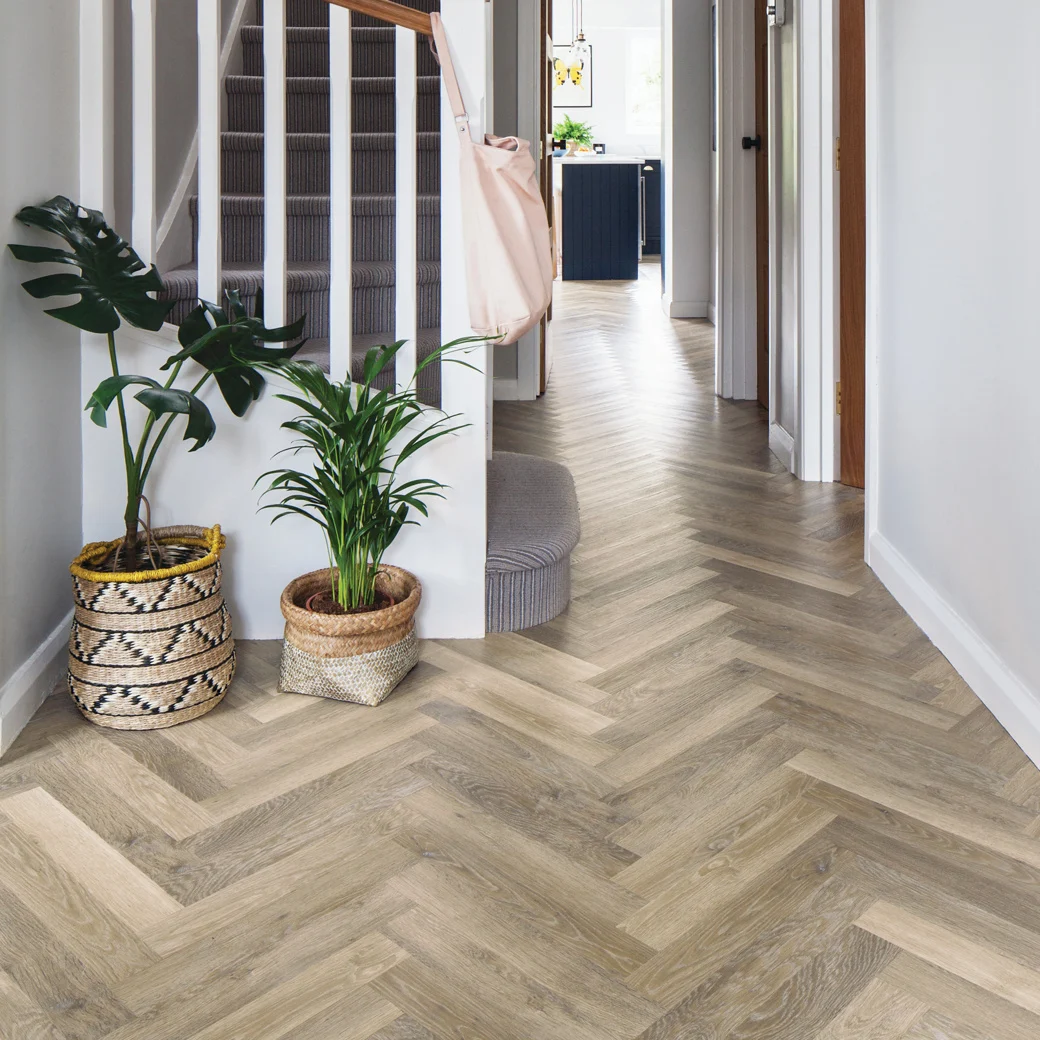 Karndean Lime washed Oak flooring in a hallway