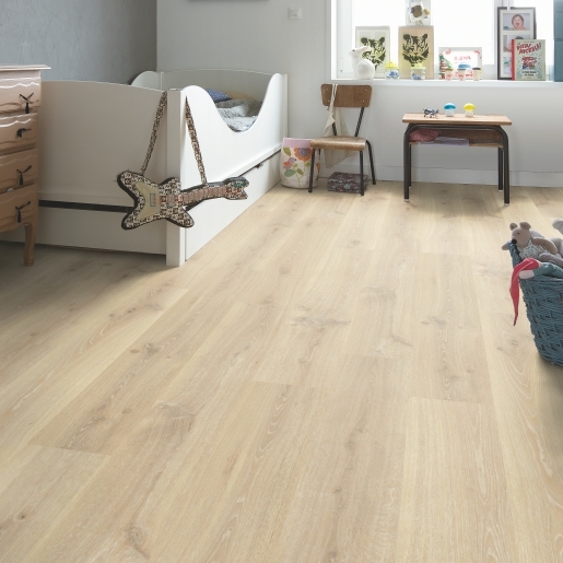 Tennessee oak light wood flooring in a child's bedroom