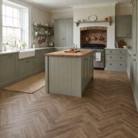 Kitchen with Toasted herringbone herringbone flooring