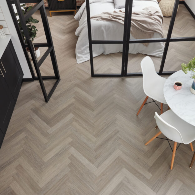 Grey Studio Oak Herringbone SM-KP152 | Karndean Knight Tile | Best at Flooring