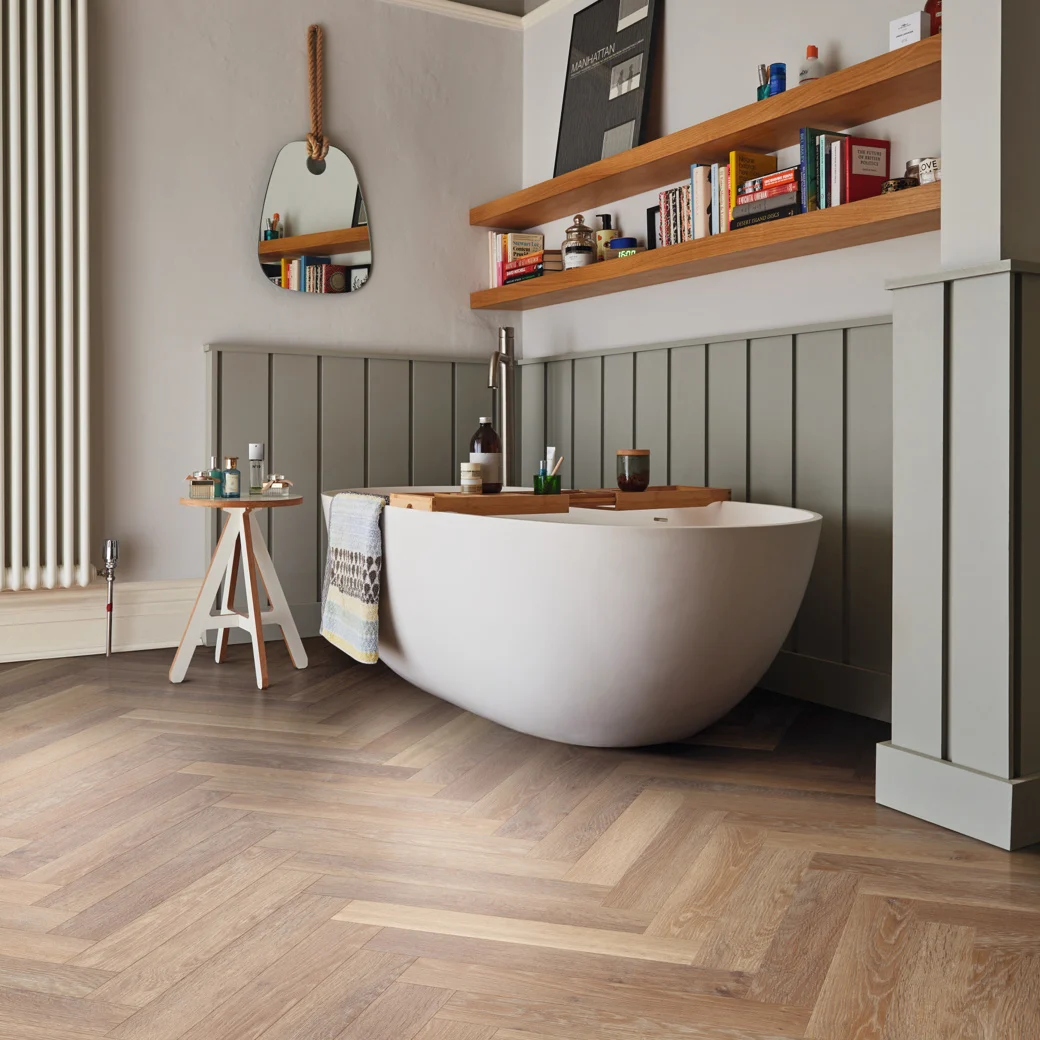 Karndean Pale Limed Oak flooring in a bathroom