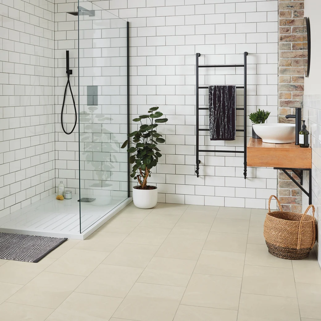 Karndean Ivory Riven Slate flooring in a bathroom