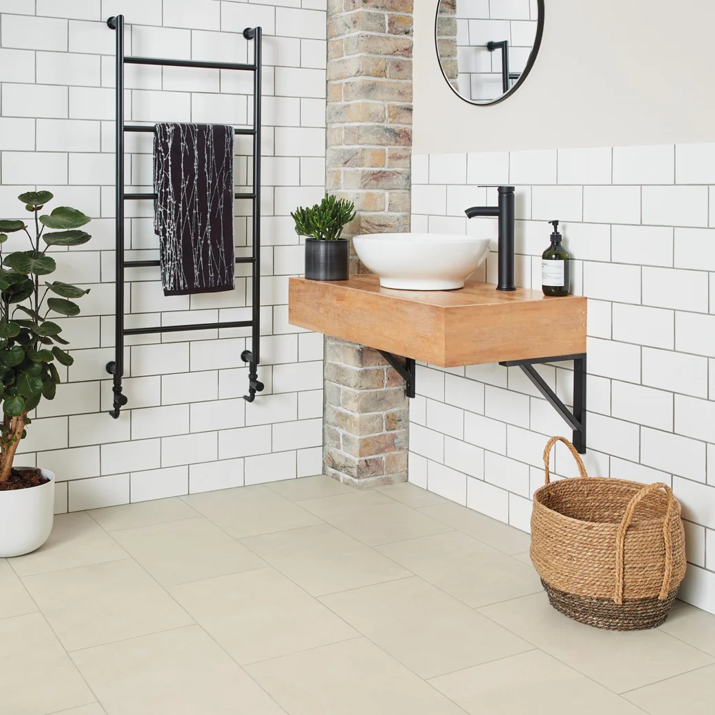 Karndean Ivory Riven Slate flooring in a bathroom