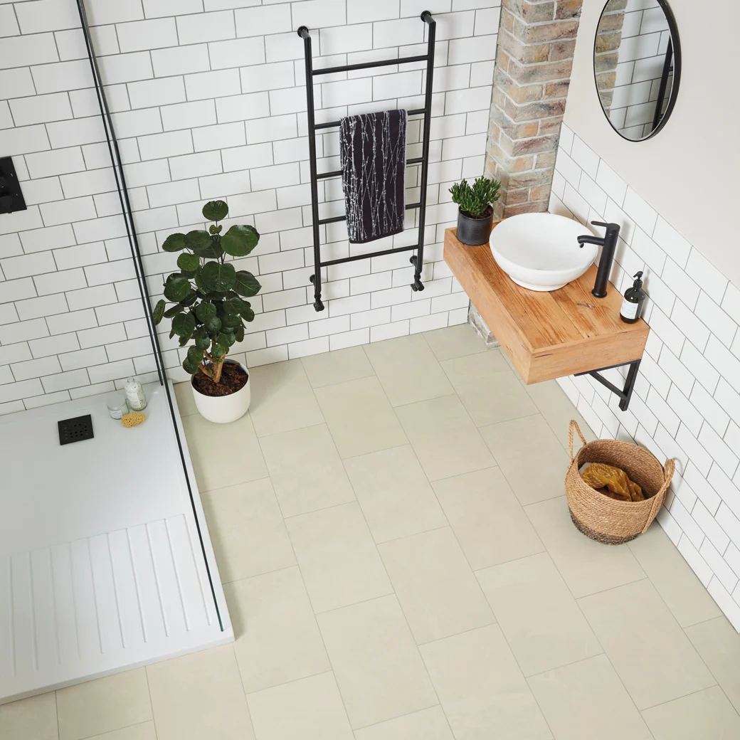 Karndean Ivory Riven Slate flooring in a bathroom