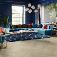 14mm Cream White Stained Matt Lacquer Herringbone | Lounge