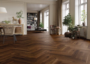 14mm Dark Brown oak Matt Lacquer Herringbone | Kitchen