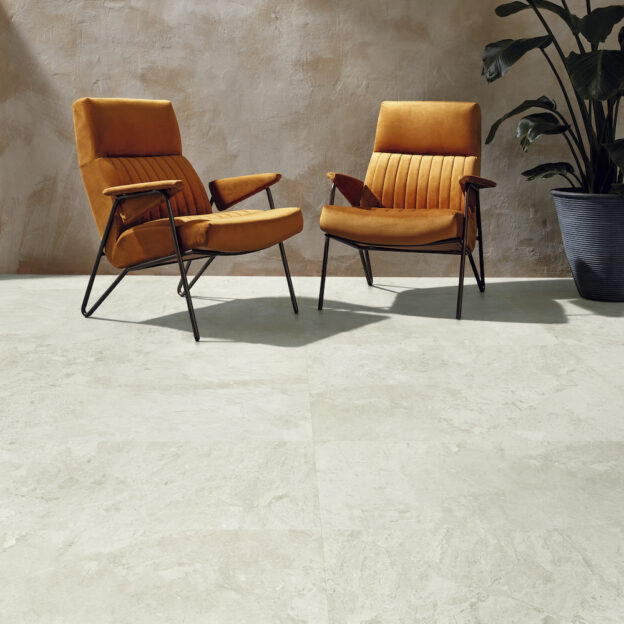 Karndean Bianco Breccia Marble flooring on a patio