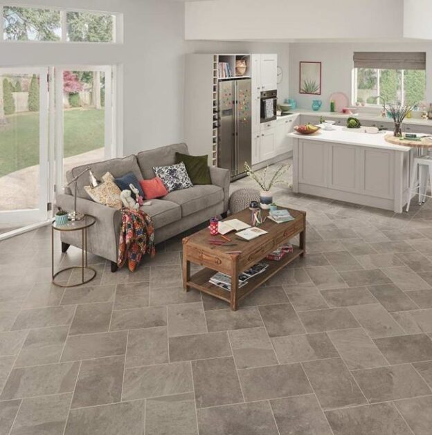 Grey Riven Slate ST16 | Karndean Knight Tile | Kitchen & Living Space