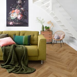 Living room with Elka Kentucky Oak Honey Brown flooring