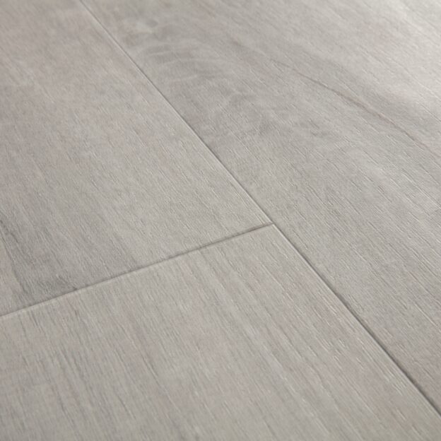 Angled close up of Quick-Step Alpha Bloom Cotton Oak Cold Grey flooring