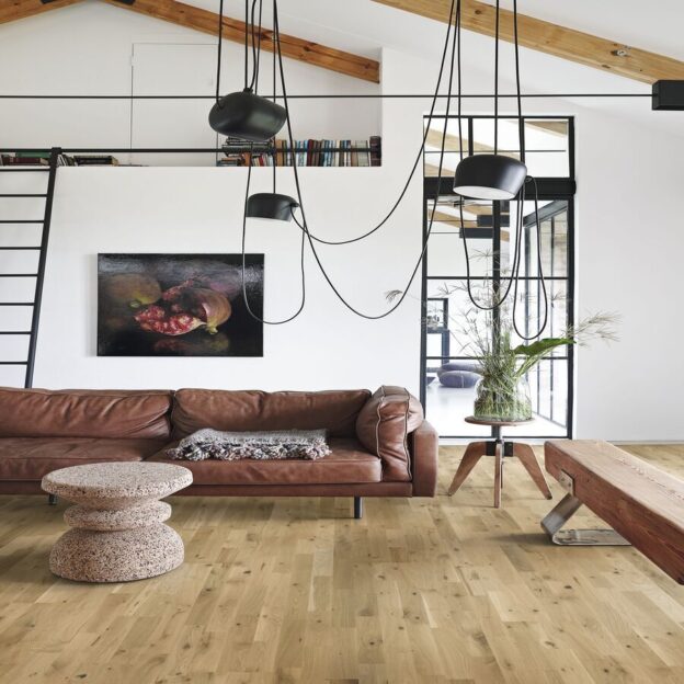 Kahrs Urban Brown Strip flooring in a modern living space.