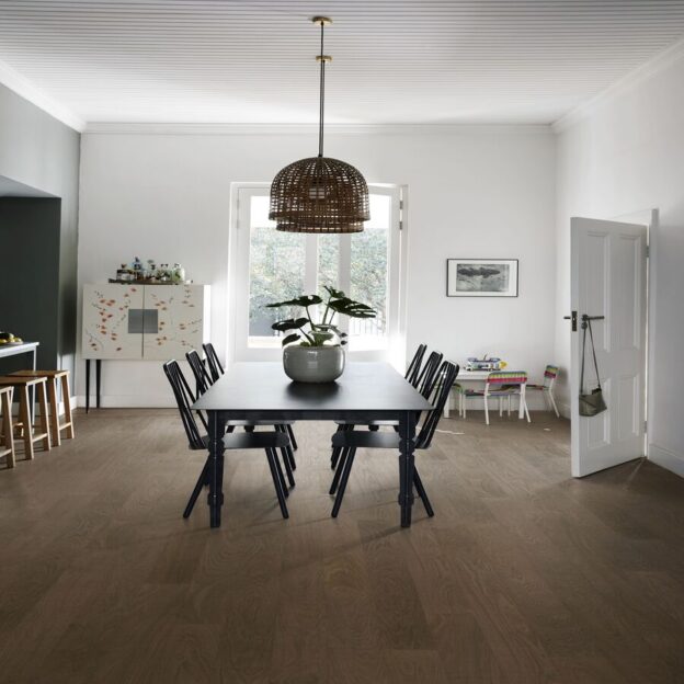 Cocoa Bean Wide flooring in a dining area.