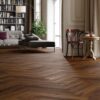 Brown flooring in a dinning room
