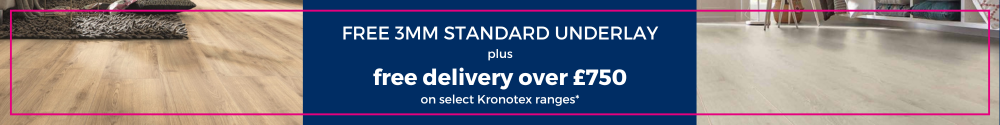 Free 3mm Standard underlay plus free delivery over £750 banner