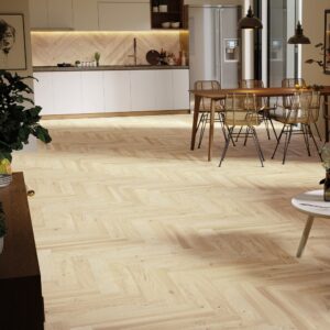 14mm White Stained Oak Matt Lacquer Herringbone | Kitchen