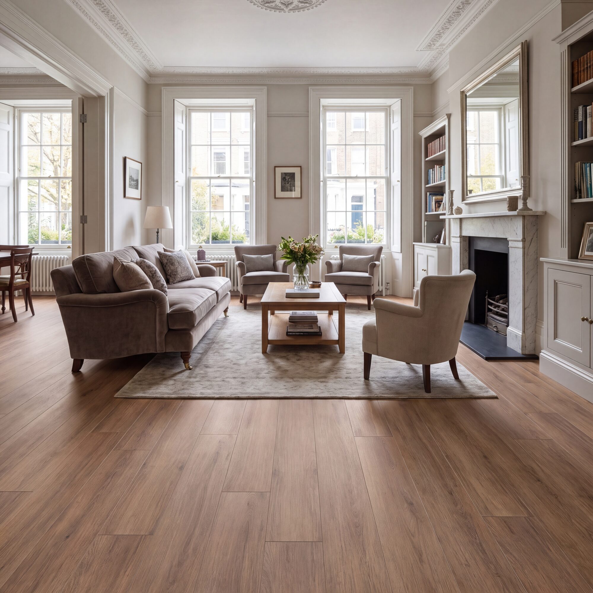 Kronotex Norfolk Oak Bronze laminate flooring in a living room
