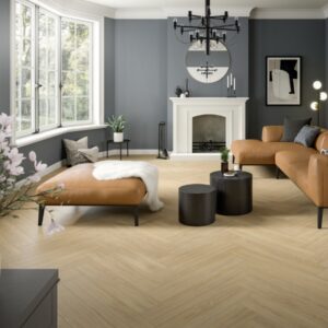 Living room with wooden herringbone Flooring