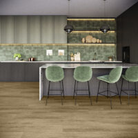 Kitchen fitted with Invictus Cabin Oak Windermere flooring
