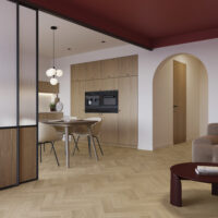 Room with Invictus Ultimus Velvet Oak Parquet Camille LVT flooring