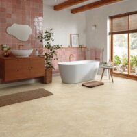 Lesina Travertine Flooring in a bathroom