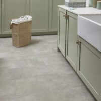 Amtcio Monument concrete flooring in a kitchen