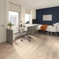Amtico Scandi Oak flooring in a student bedroom