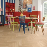 Natural Prime Oak flooring in a dining room